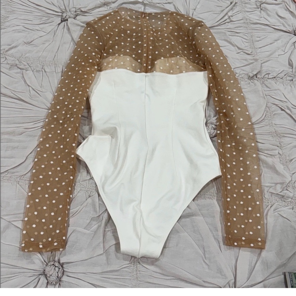 Fleur du Mal white and tan polka dot bodysuit. New with tags - Picture 9 of 11